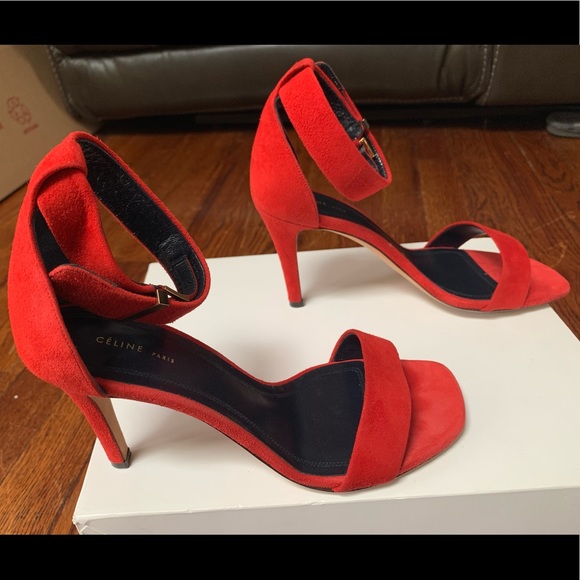 Celine Iconic Sandals in Red Suede - Picture 3 of 5